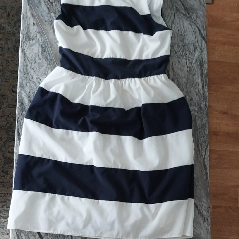 Navy and White Striped Dress